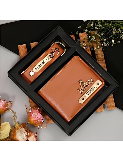 Leather Wallet & Keychain Gift Set – Custom Name Edition